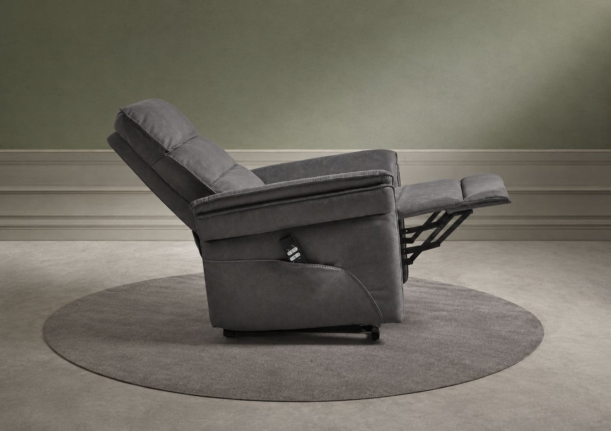 GBO - Fauteuil relax Mandelieu - Tissu gris - 75x92xh105 cm