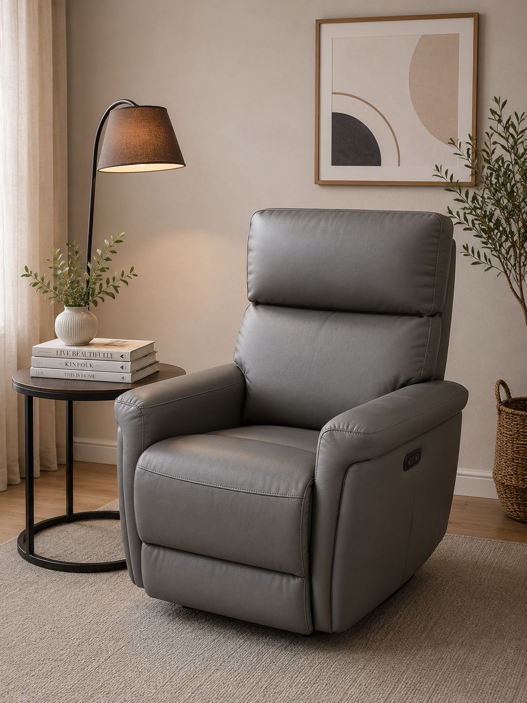 2BM - Relax Luda - Cuir gris foncé - 2 moteurs - 83x105x93cm