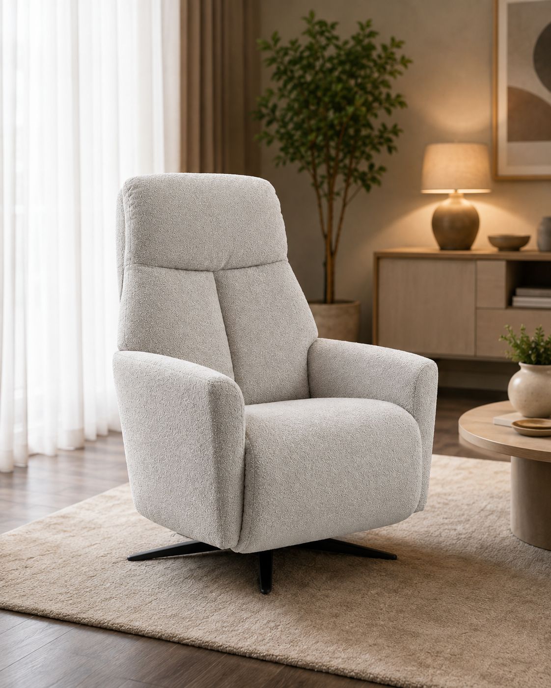 2BM - Relax Eris - Tissu gris clair - Pied pivotant