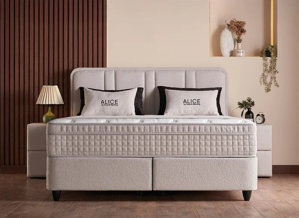 BSP - Boxspring Alice - Tissu - Écru - 140x200 cm