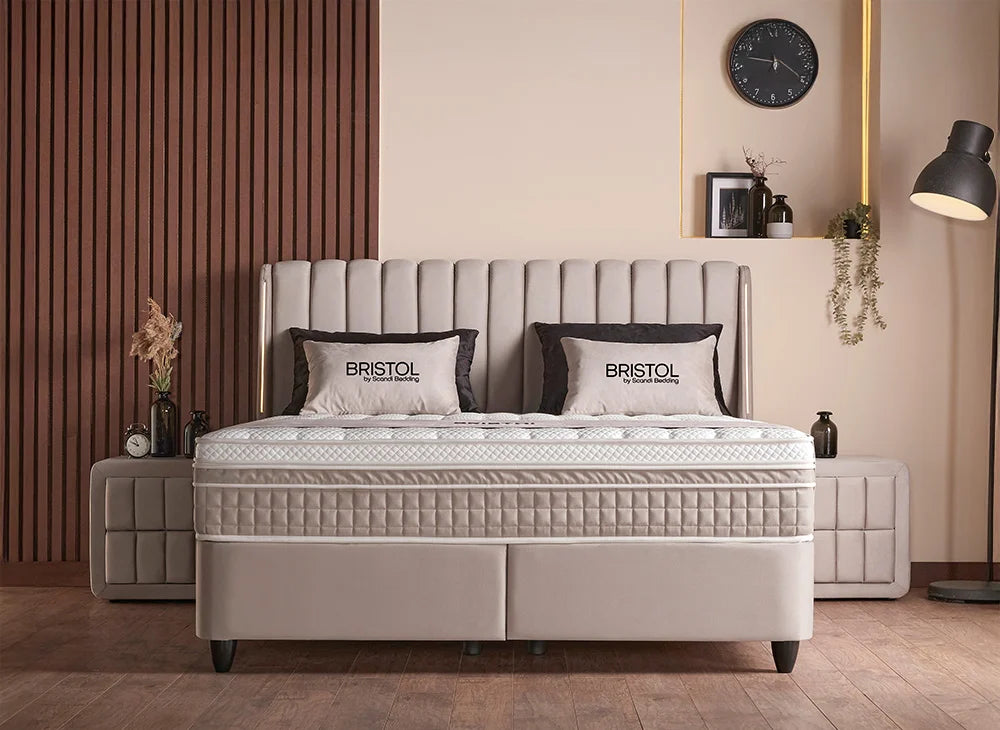 BSP - Boxspring Bristol - Stof - Lichtgrijs - 180x200 cm