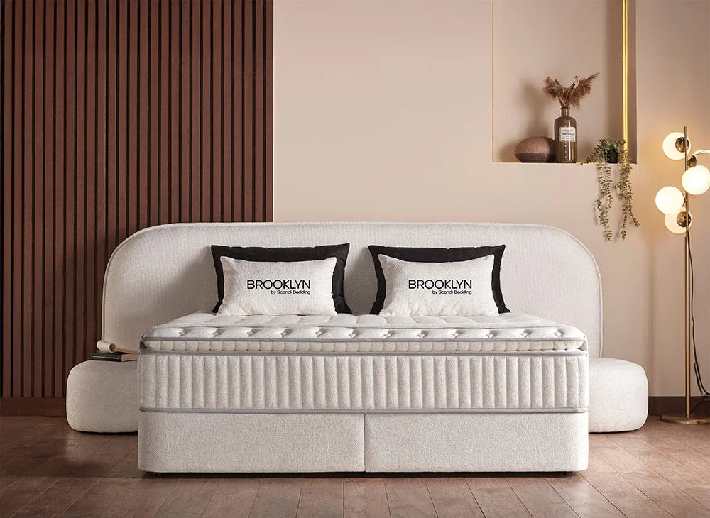 BSP - Boxspring Brooklyn - Tissu - Écru - 160x200 cm