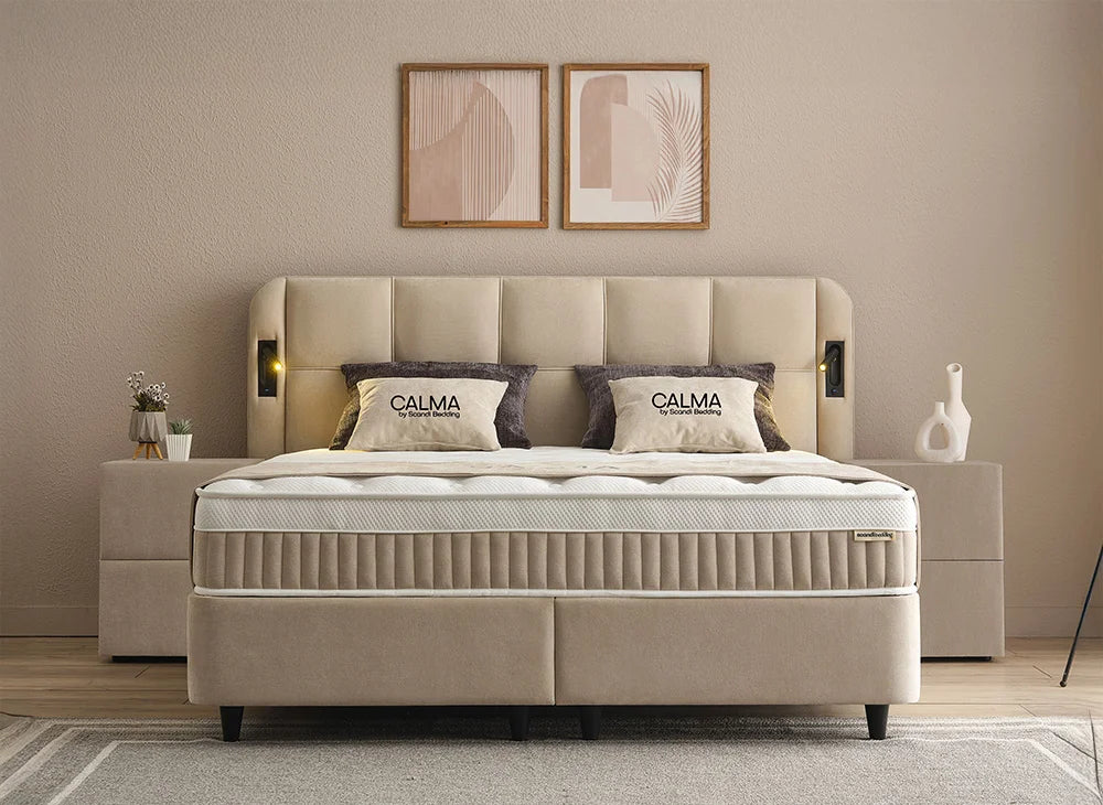 BSP - Boxspring Calma- Stof -  Beige - 180x200 cm