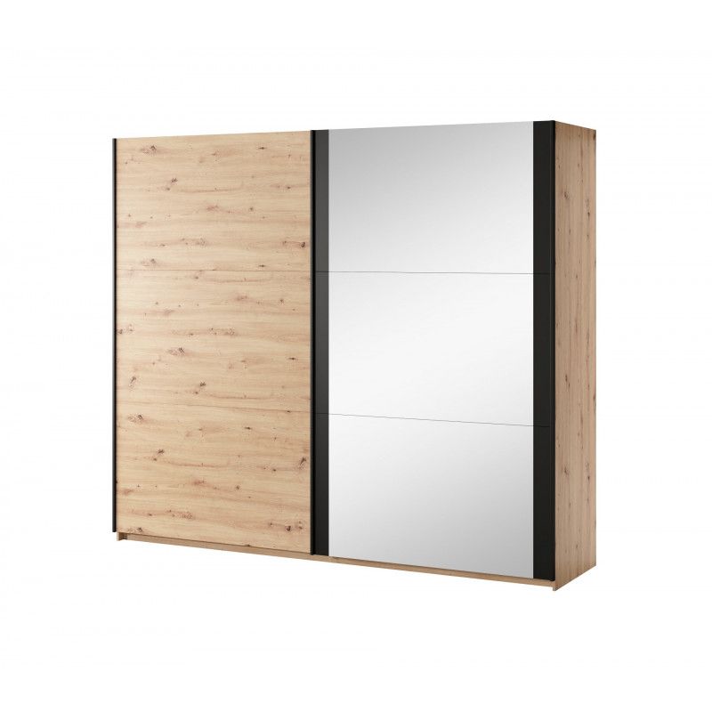 GBO - Armoire Nora - 2 portes coulissantes - Chêne clair - 245x215x68cm