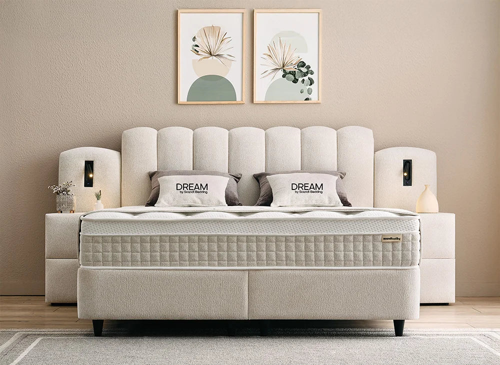 BSP - Boxspring Dream - Tissu - Beige - 180x200 cm