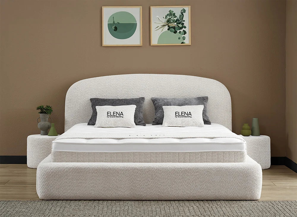 BSP - Boxspring Elena - Stof -  Ecru - 160x200 cm