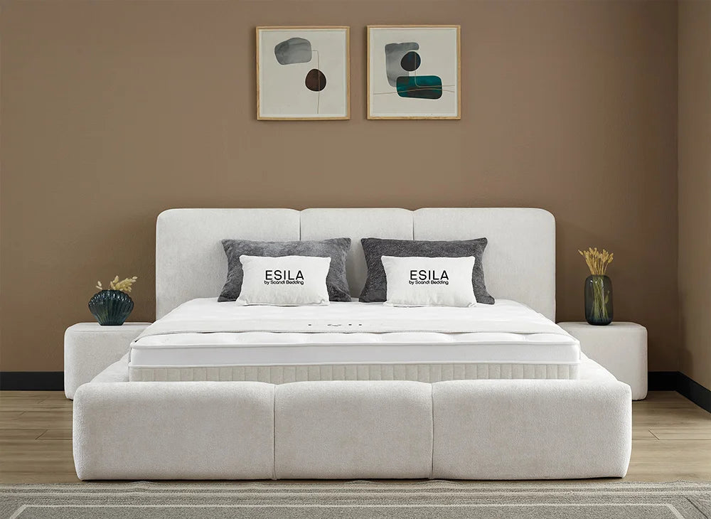 BSP - Sommier - Esila - Tissu - Écru - 160x200 cm