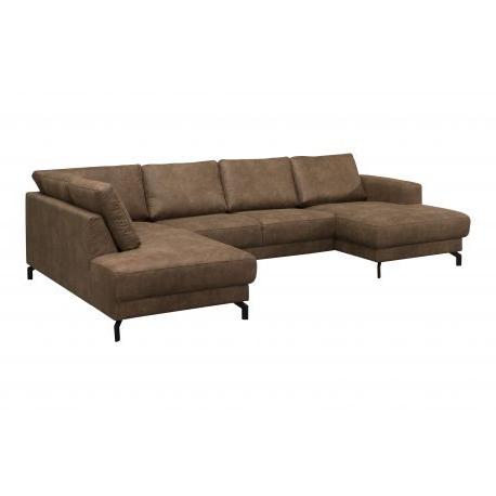 2BM - Canapé d'angle Kristina - Droit - Tissu - Marron - 200x305x150cm