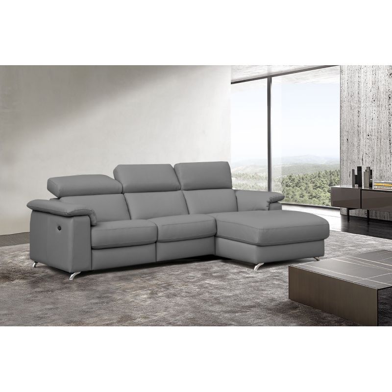 Altoni - Hoeksalon Pandora - Rechts - Leder - Grijs - 260x85x172cm