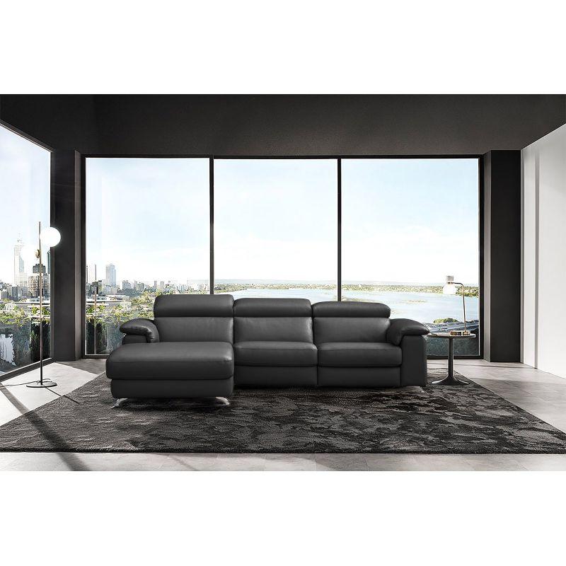 Altoni - Hoeksalon Pandora - Links - Leder - Zwart - 172x85x260cm