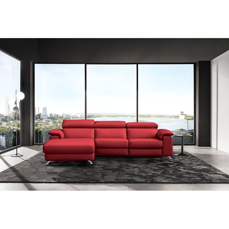 Altoni - Hoeksalon Pandora - Links - Leder - Rood - 172x85x260cm
