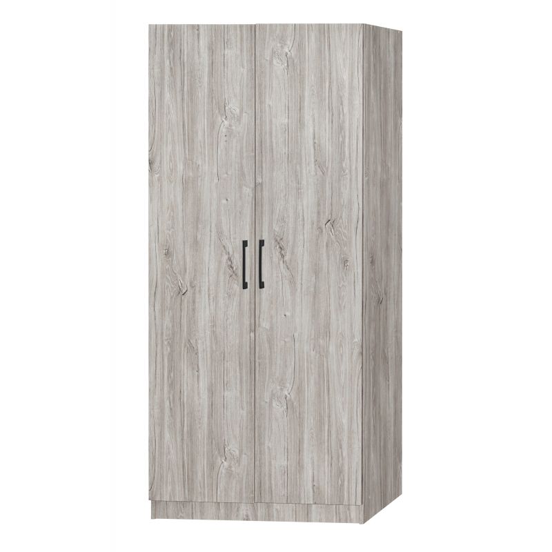 Armoire Malli - 2 portes tournantes - Chêne Gris - 80x180x50cm