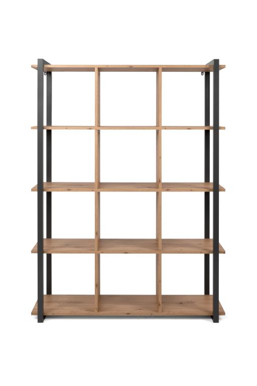 FIN - Bibliothèque Denver - Chêne Artisanal / Anthracite - 107xh145x39cm