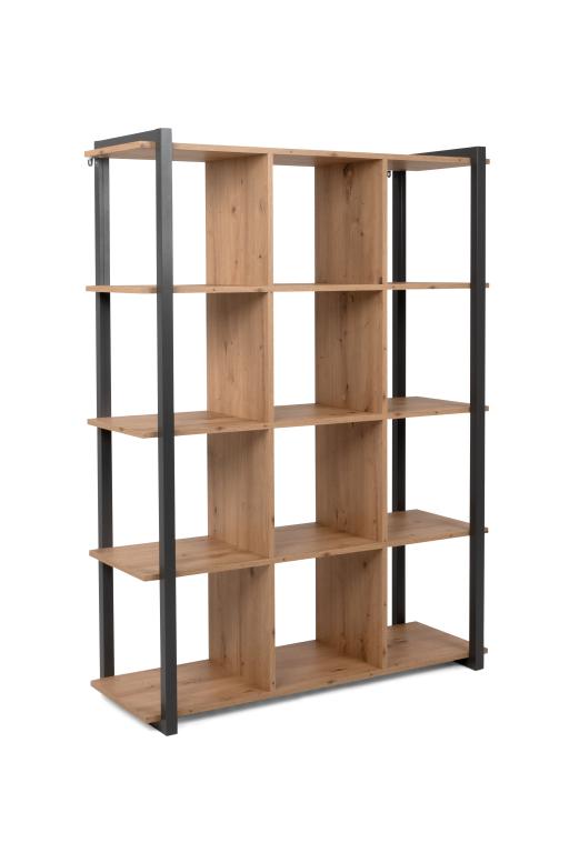 FIN - Bibliothèque Denver - Chêne Artisanal / Anthracite - 107xh145x39cm