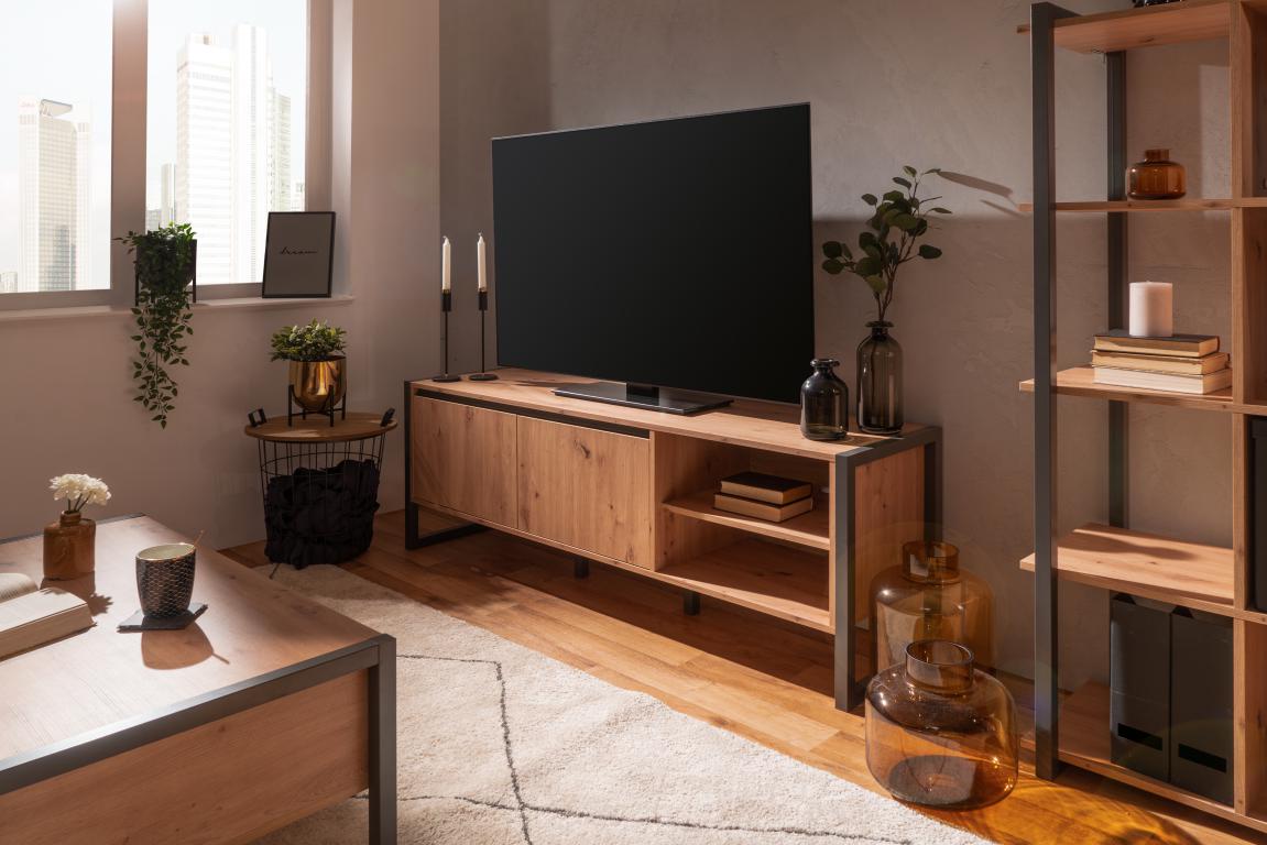 FIN - Meuble TV Denver 54 - chêne artisanal / anthracite - 160x55x40cm
