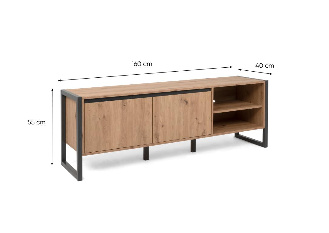 FIN - Meuble TV Denver 54 - chêne artisanal / anthracite - 160x55x40cm
