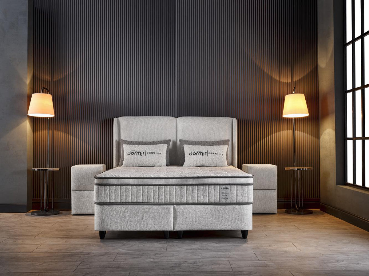 2BM - Boxspring Reina – Ecru stof - Opbergruimte – 180x200cm