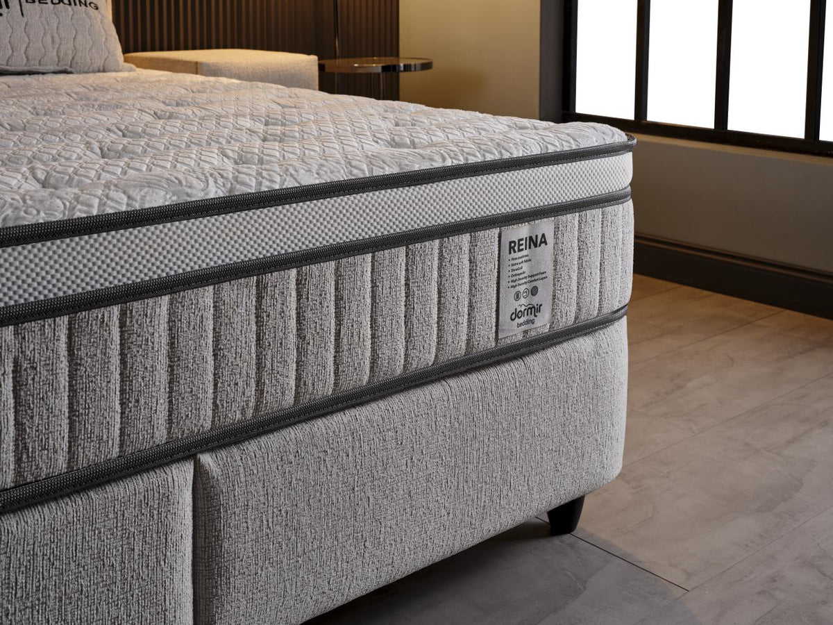 2BM - Boxspring Reina – Ecru stof - Opbergruimte – 180x200cm