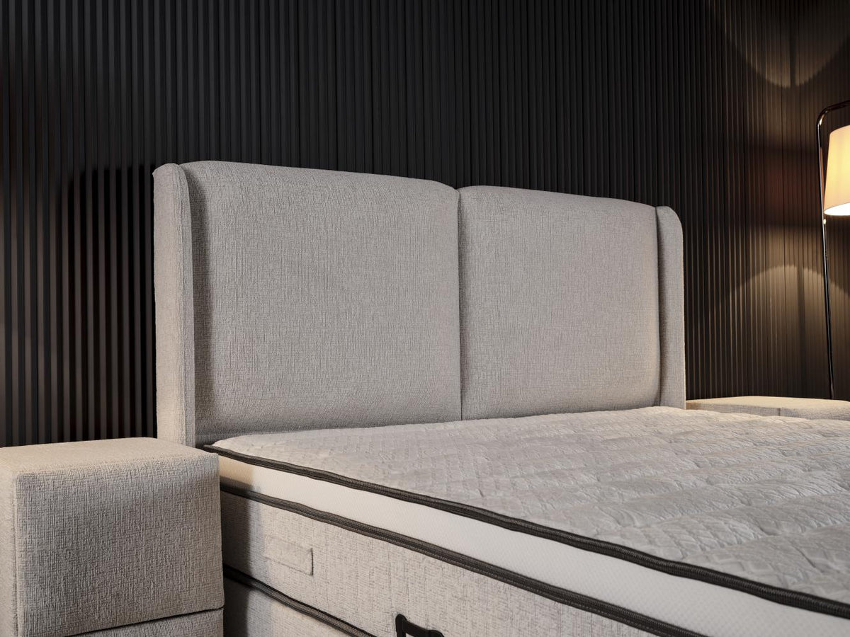 2BM - Boxspring Reina – Ecru stof - Opbergruimte – 180x200cm