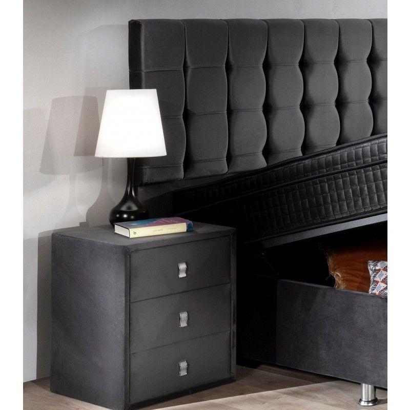 Table de chevet Steffi - Tissu - Anthracite - 47x67x41cm