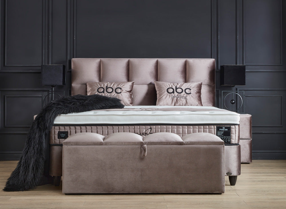 BSP - Boxspring Casper - Stof - Beige - 140x110x200cm