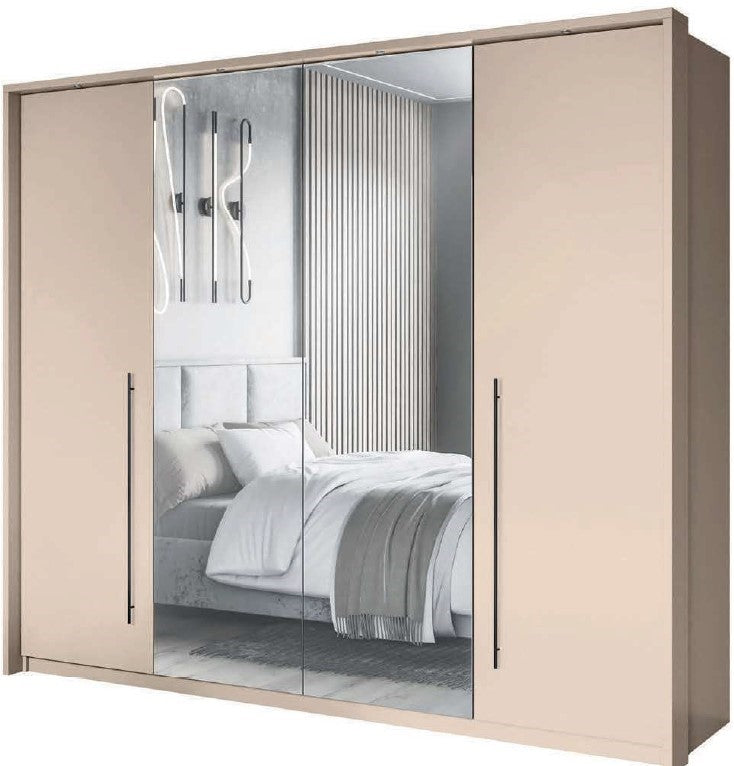 2BM - Kleerkast Savana - Beige Kleur - Led - Ladeblock - 255x65x219cm