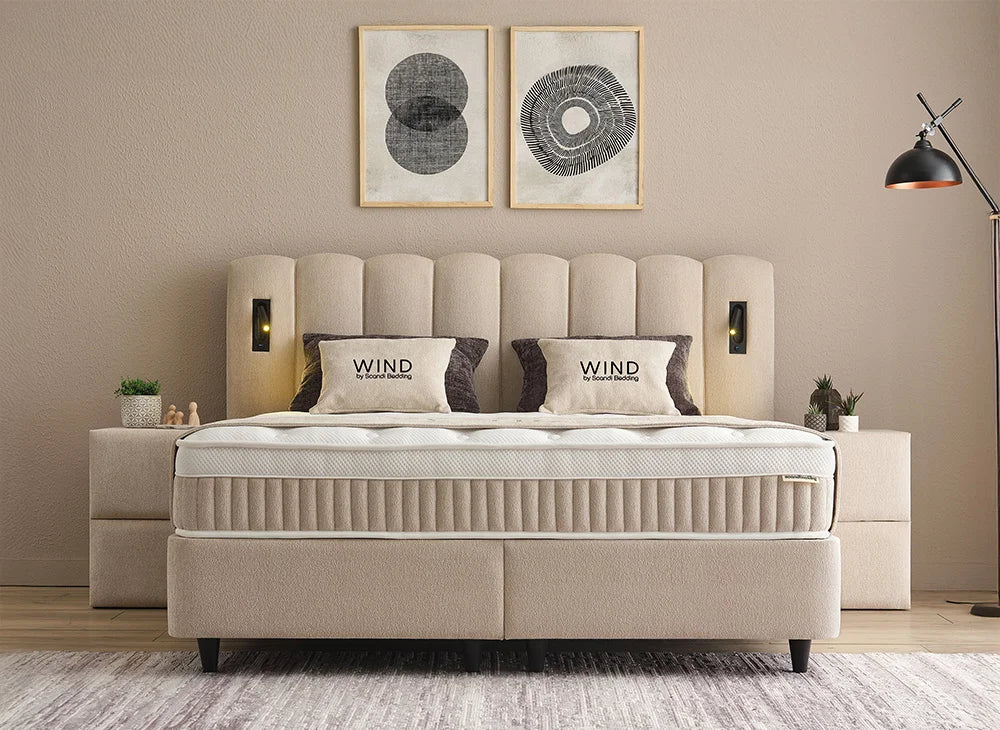 BSP - Boxspring Wind - Tissu - Beige - 160x200 cm